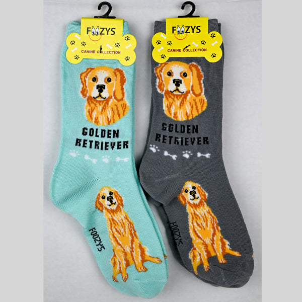 Foozys Unisex Crew Socks Canine Collection Golden Retriever